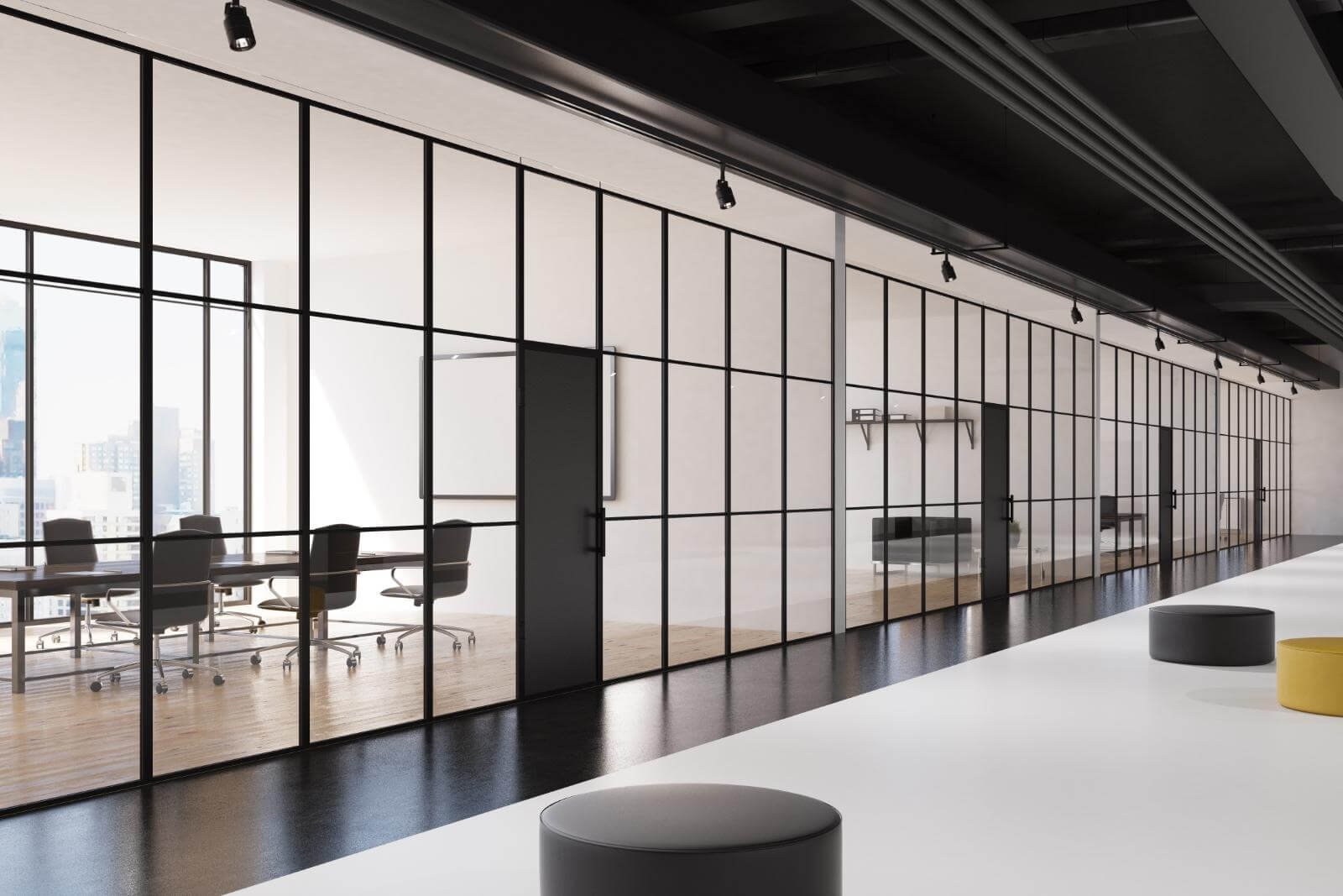 Glass partition systems